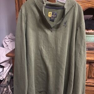 Browning Men's Quarter Zip Pullover Mossy Green Size 3XL Active Work Wear Cozy